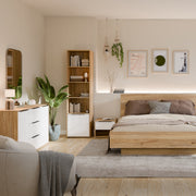 Orkney 3 Drawer Sideboard with 2 Doors in Mauvella Oak and White Gloss – image 8