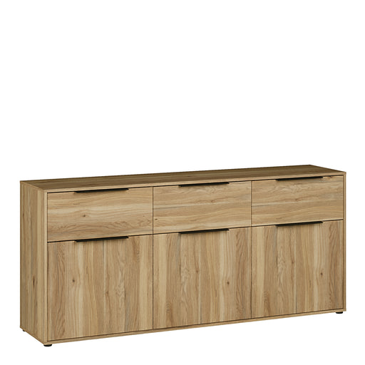 Orkney 3 Drawer Sideboard with 3 Doors in Mauvella Oak – image 1