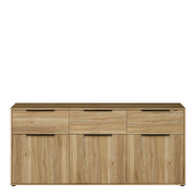 Orkney 3 Drawer Sideboard with 3 Doors in Mauvella Oak – image 2