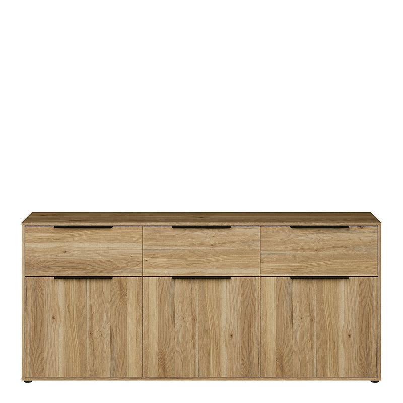 Orkney 3 Drawer Sideboard with 3 Doors in Mauvella Oak – image 2