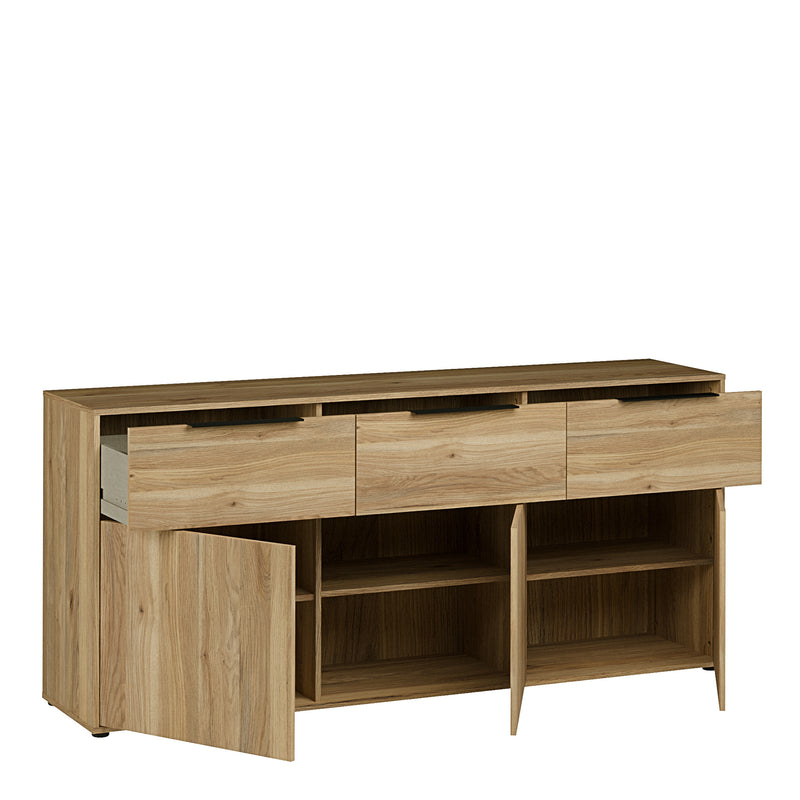 Orkney 3 Drawer Sideboard with 3 Doors in Mauvella Oak – image 4