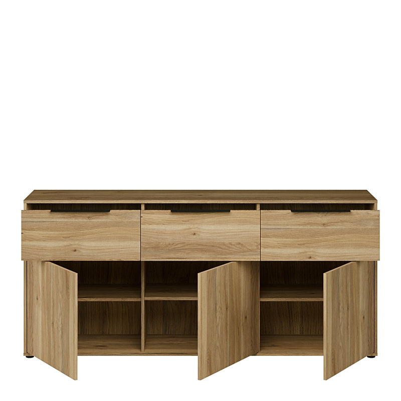 Orkney 3 Drawer Sideboard with 3 Doors in Mauvella Oak – image 5