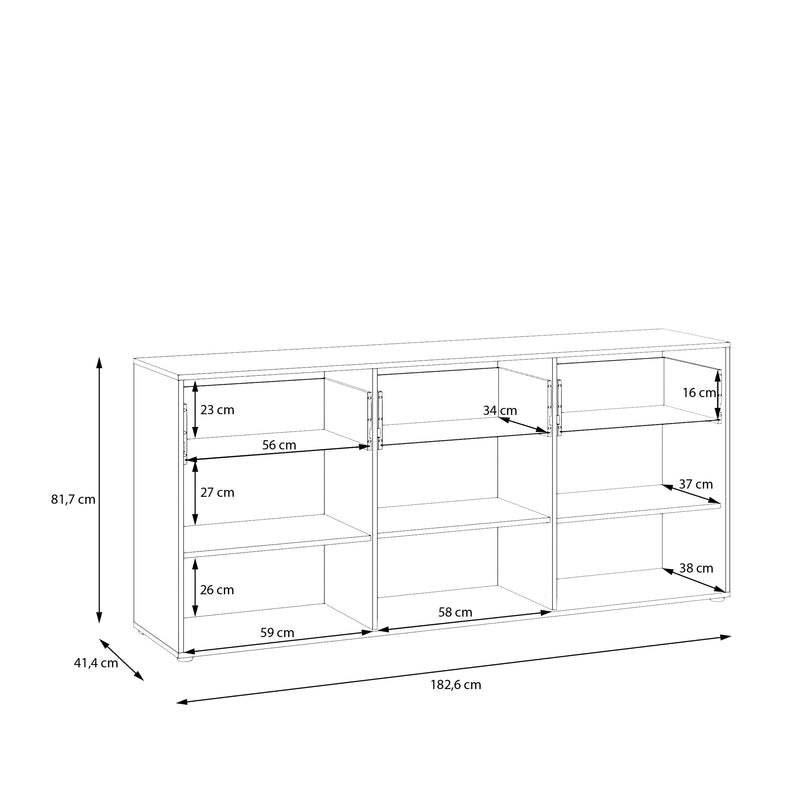 Orkney 3 Drawer Sideboard with 3 Doors in Mauvella Oak – image 9