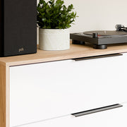 Orkney 3 Drawer Sideboard with 3 Doors in Mauvella Oak and White Gloss – image 7