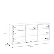 Orkney 3 Drawer Sideboard with 3 Doors in Mauvella Oak and White Gloss – image 9