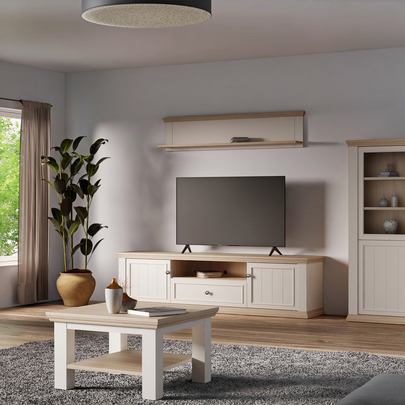 Pontypool Wall Shelf in White and Riva Oak – image 5
