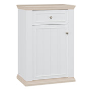 Pontypool Shoe Cabinet with Drawer in White and a Riva Oak – image 1