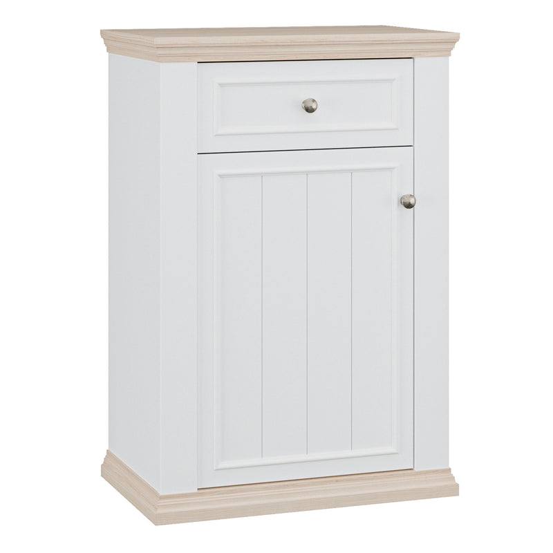 Pontypool Shoe Cabinet with Drawer in White and a Riva Oak – image 1