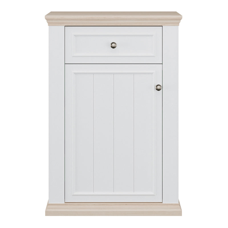 Pontypool Shoe Cabinet with Drawer in White and a Riva Oak – image 2