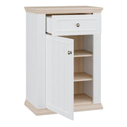 Pontypool Shoe Cabinet with Drawer in White and a Riva Oak – image 4