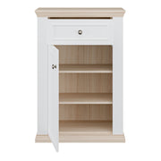 Pontypool Shoe Cabinet with Drawer in White and a Riva Oak – image 5