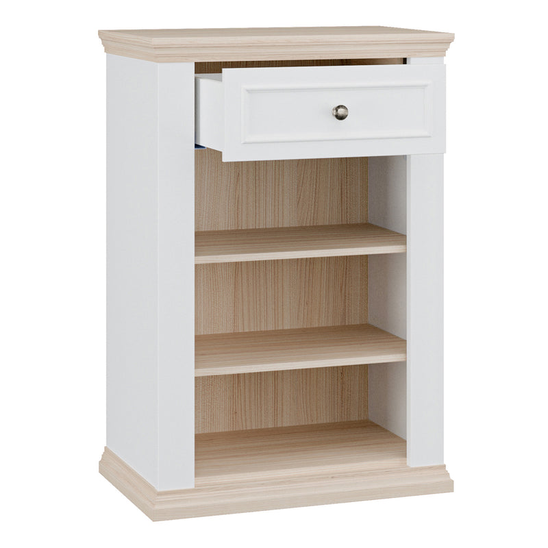Pontypool Shoe Cabinet with Drawer in White and a Riva Oak – image 6