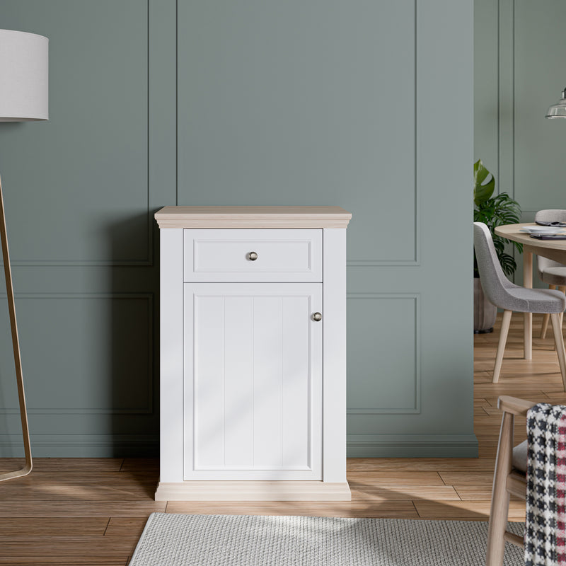 Pontypool Shoe Cabinet with Drawer in White and a Riva Oak – image 7