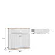 Pontypool 2 Door 1 Drawer Small Sideboard in White and Riva Oak – image 9