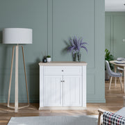 Pontypool 2 Door 1 Drawer Small Sideboard in White and Riva Oak – image 7
