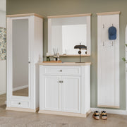 Pontypool 2 Door 1 Drawer Small Sideboard in White and Riva Oak – image 8