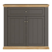 Pontypool 2 Door 1 Drawer Small Sideboard in Wolfram Grey and Mauvella Oak – image 2
