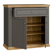 Pontypool 2 Door 1 Drawer Small Sideboard in Wolfram Grey and Mauvella Oak – image 4