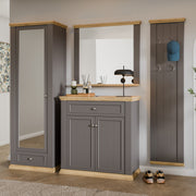 Pontypool 2 Door 1 Drawer Small Sideboard in Wolfram Grey and Mauvella Oak – image 8