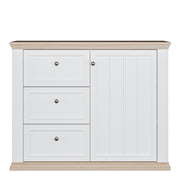 Pontypool 3 Drawer & 1 Door Sideboard in White and Riva Oak – image 2