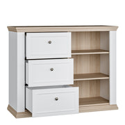 Pontypool 3 Drawer & 1 Door Sideboard in White and Riva Oak – image 5