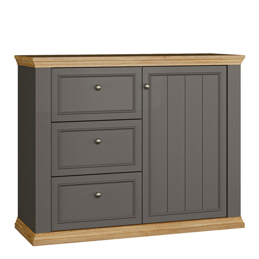 Pontypool 3 Drawer & 1 Door Sideboard in Grey and Mauvella Oak – image 1
