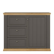 Pontypool 3 Drawer & 1 Door Sideboard in Grey and Mauvella Oak – image 2