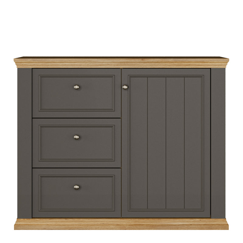 Pontypool 3 Drawer & 1 Door Sideboard in Grey and Mauvella Oak – image 2