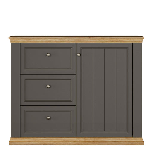 Pontypool 3 Drawer & 1 Door Sideboard in Grey and Mauvella Oak – image 2