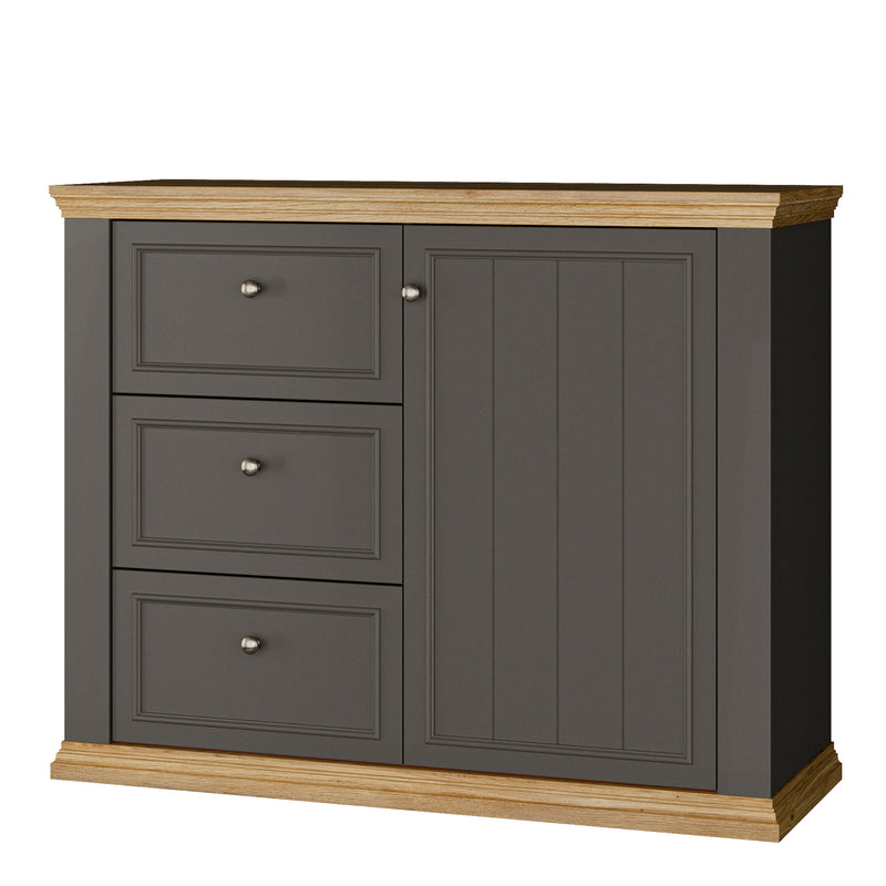 Pontypool 3 Drawer & 1 Door Sideboard in Grey and Mauvella Oak – image 3