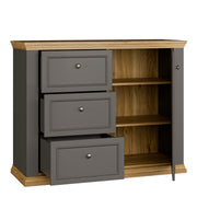 Pontypool 3 Drawer & 1 Door Sideboard in Grey and Mauvella Oak – image 4