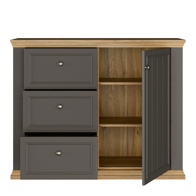 Pontypool 3 Drawer & 1 Door Sideboard in Grey and Mauvella Oak – image 6