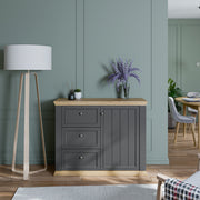 Pontypool 3 Drawer & 1 Door Sideboard in Grey and Mauvella Oak – image 7
