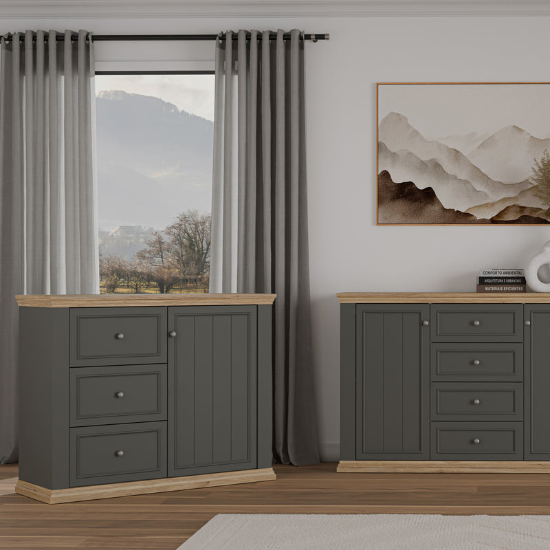 Pontypool 3 Drawer & 1 Door Sideboard in Grey and Mauvella Oak – image 8
