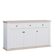 Pontypool 3 Drawer & 3 Door Sideboard in White and Riva Oak – image 1