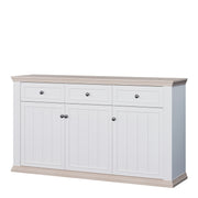 Pontypool 3 Drawer & 3 Door Sideboard in White and Riva Oak – image 3
