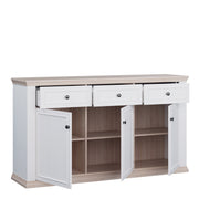 Pontypool 3 Drawer & 3 Door Sideboard in White and Riva Oak – image 4