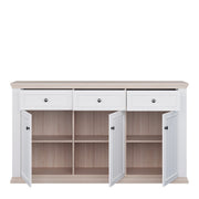 Pontypool 3 Drawer & 3 Door Sideboard in White and Riva Oak – image 5