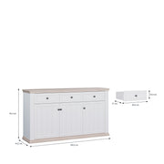 Pontypool 3 Drawer & 3 Door Sideboard in White and Riva Oak – image 9