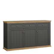Pontypool 3 Drawer & 3 Door Sideboard in Grey and Mauvella Oak – image 1