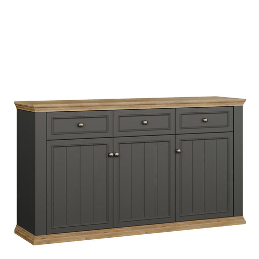 Pontypool 3 Drawer & 3 Door Sideboard in Grey and Mauvella Oak – image 1