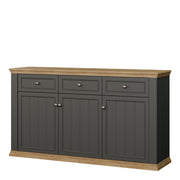 Pontypool 3 Drawer & 3 Door Sideboard in Grey and Mauvella Oak – image 3
