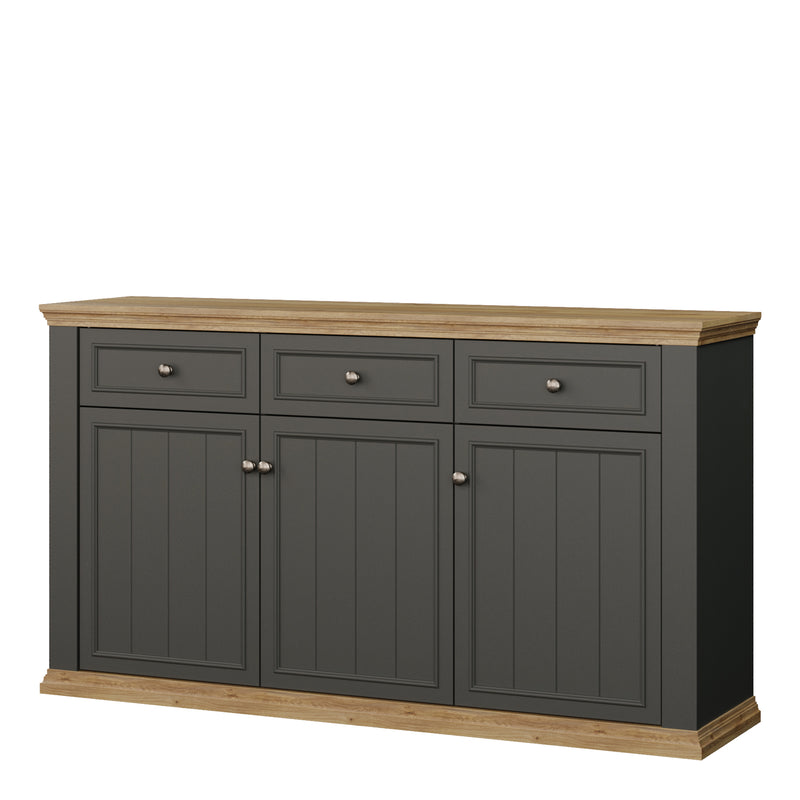 Pontypool 3 Drawer & 3 Door Sideboard in Grey and Mauvella Oak – image 3