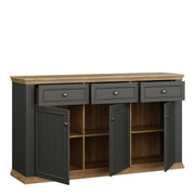Pontypool 3 Drawer & 3 Door Sideboard in Grey and Mauvella Oak – image 4