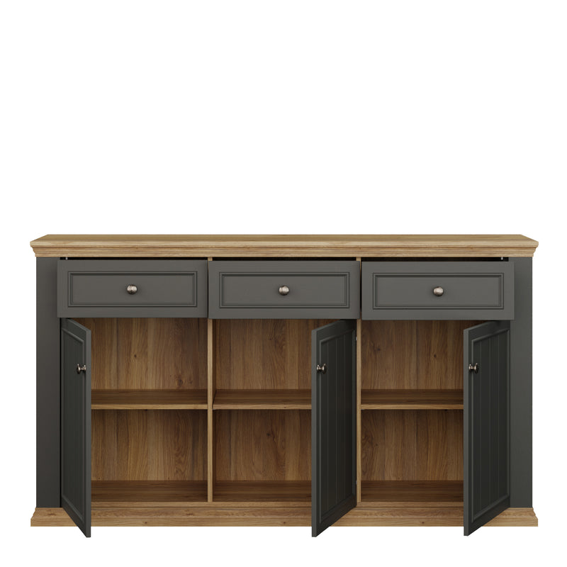 Pontypool 3 Drawer & 3 Door Sideboard in Grey and Mauvella Oak – image 5