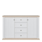 Pontypool 4 Drawer & 2 Door Sideboard in White and Riva Oak – image 2