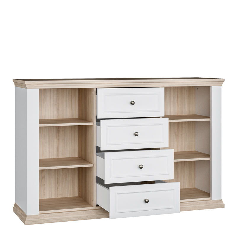 Pontypool 4 Drawer & 2 Door Sideboard in White and Riva Oak – image 5