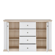 Pontypool 4 Drawer & 2 Door Sideboard in White and Riva Oak – image 6