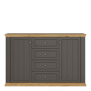 Pontypool 4 Drawer & 2-Door Sideboard in Grey and Mauvella Oak – image 2