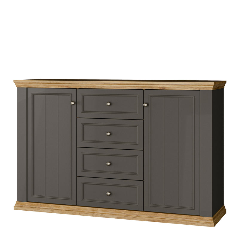 Pontypool 4 Drawer & 2-Door Sideboard in Grey and Mauvella Oak – image 3